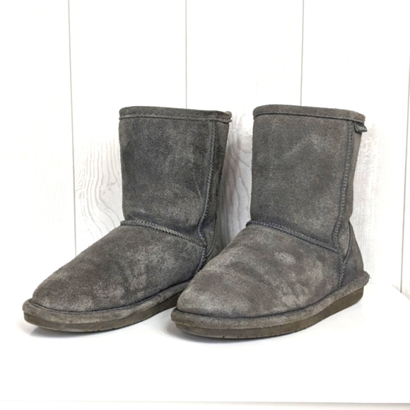 Bearpaw Winter Boots Size Youth 4 Girls Suede Wool Blend Liner Grey - Picture 2 of 11